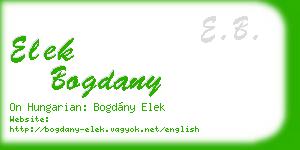 elek bogdany business card