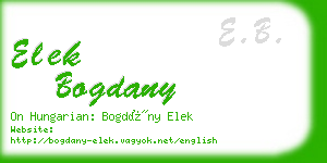 elek bogdany business card